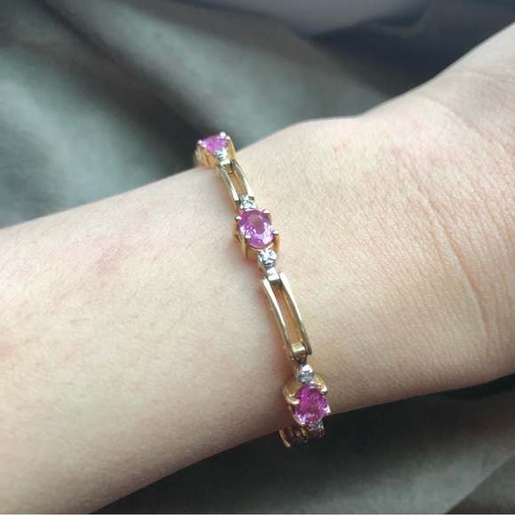 14k pink sapphire and diamond bracelet - Picture 8 of 8